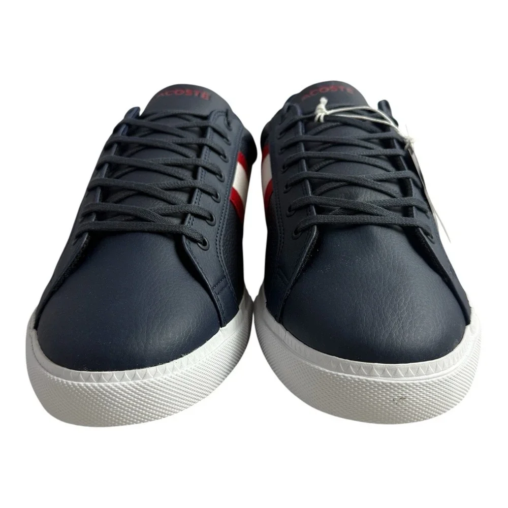 New Lacoste Grad Vulc‎ 120 Low Top Navy Leather Lifestyle Sneaker Men Size 13